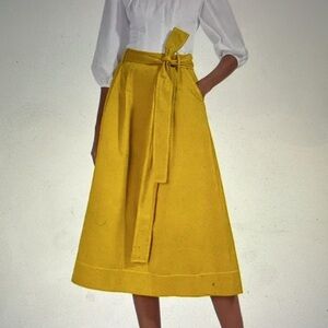 STAUD Tuckernuck Gold Yellow Snoop Skirt Faille Side Pockets